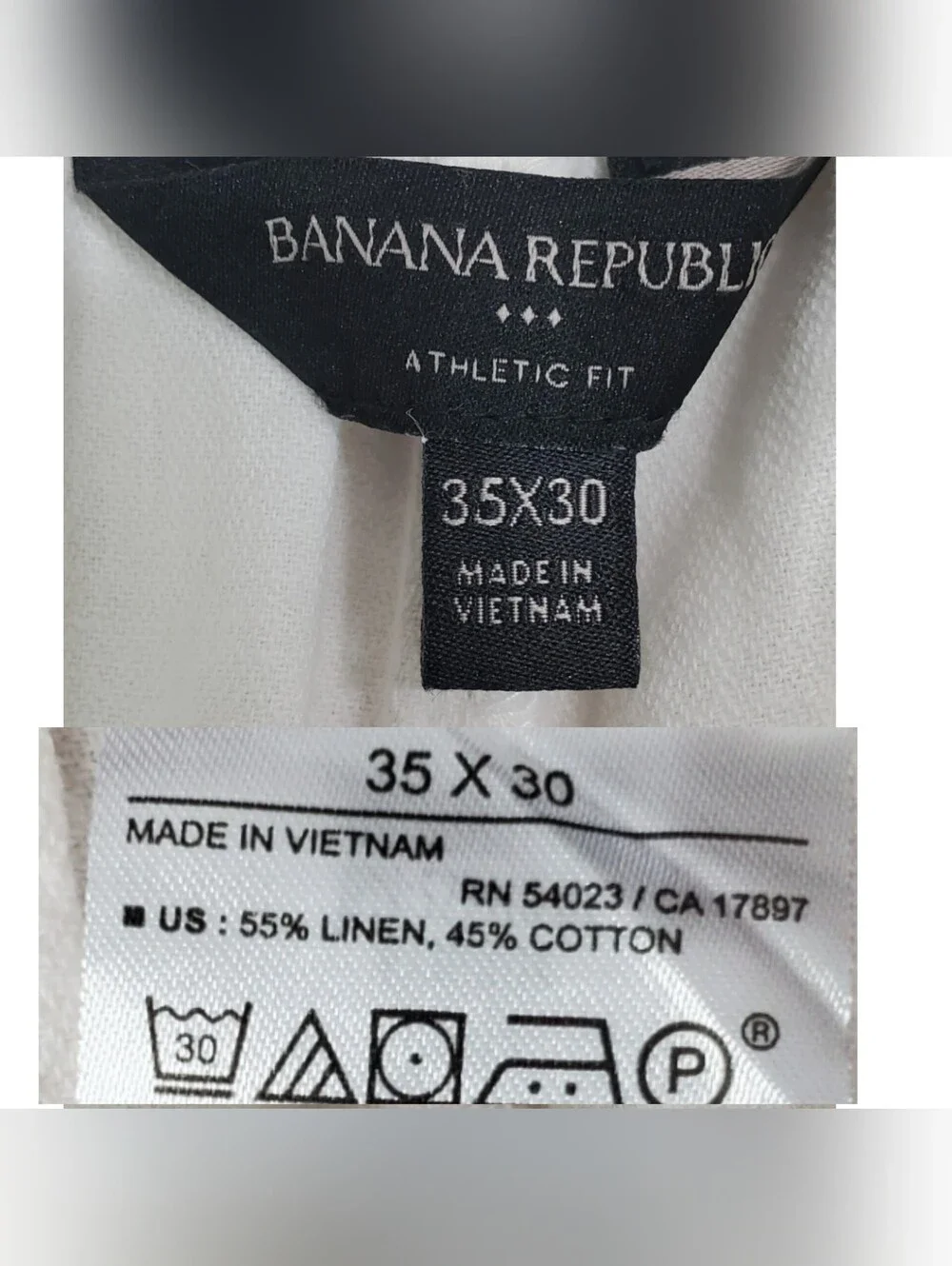 Banana Republic sz 35 athletic fit crop pants linen blend straight leg zip beach
